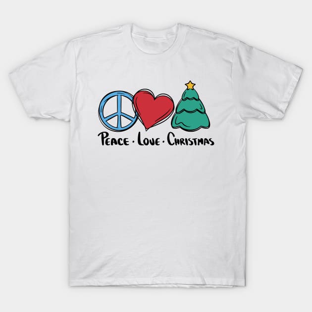 Peace Love Christmas Trio T-Shirt by Life2LiveDesign